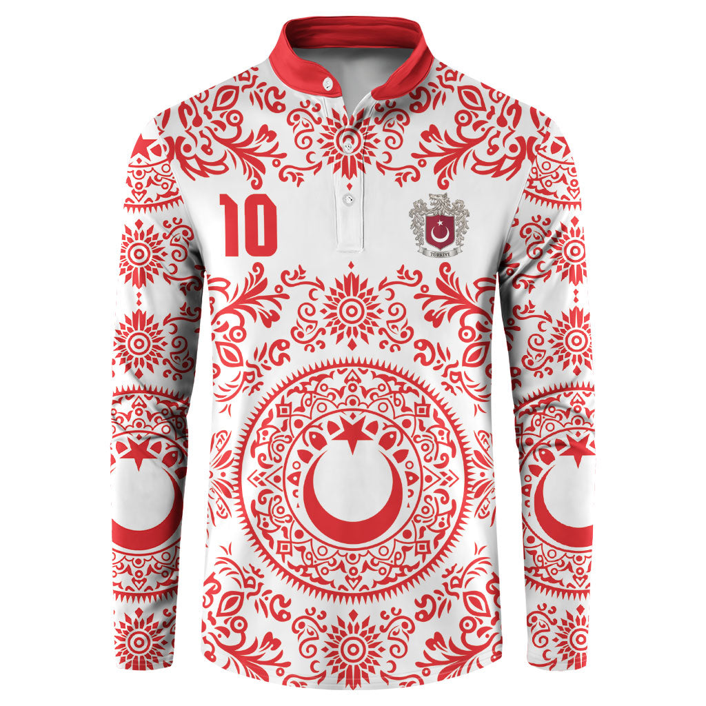 Custom World Football 2026 Turkey Button Sweatshirt Crescent Stars Ottoman Baroque Red Version