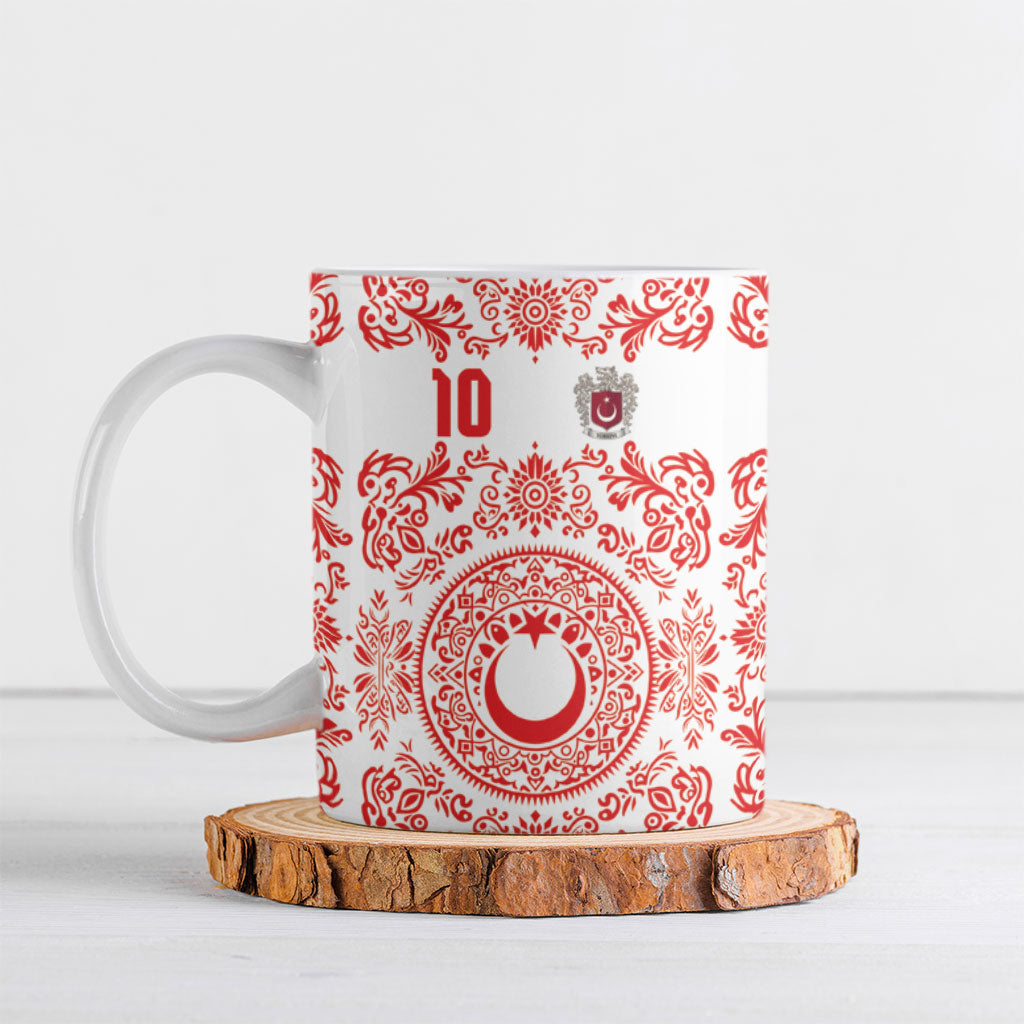 Custom World Football 2026 Turkey Ceramic Mug Crescent Stars Ottoman Baroque Red Version