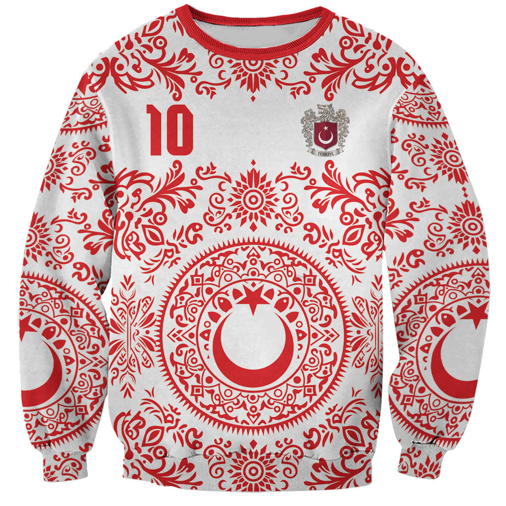 Custom World Football 2026 Turkey Sweatshirt Crescent Stars Ottoman Baroque Red Version