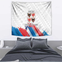 White wall tapestry flag with crest, blue/red diagonal stripes, and 'TRENTINO-ALTO ADIGE'