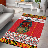 Personalized Romania Christmas Area Rug Romanian Folk Mask - Wonder Print Shop