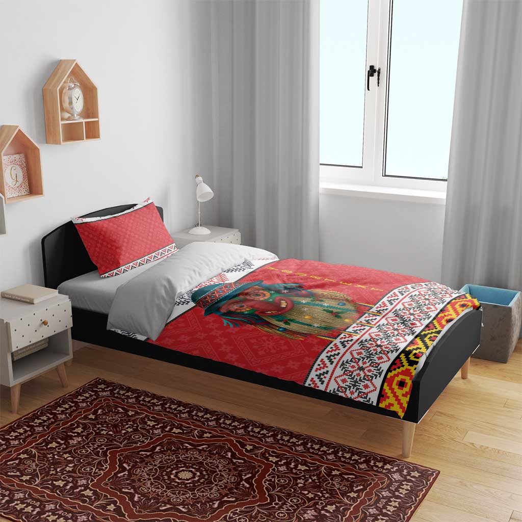 Personalized Romania Christmas Bedding Set Romanian Folk Mask - Wonder Print Shop