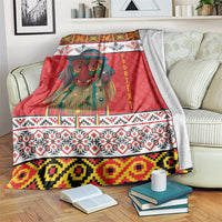 Personalized Romania Christmas Blanket Romanian Folk Mask - Wonder Print Shop