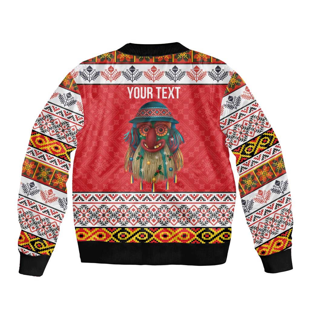 Personalized Romania Christmas Bomber Jacket Romanian Folk Mask - Wonder Print Shop