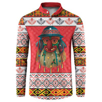 Personalized Romania Christmas Button Sweatshirt Romanian Folk Mask - Wonder Print Shop