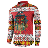 Personalized Romania Christmas Button Sweatshirt Romanian Folk Mask - Wonder Print Shop