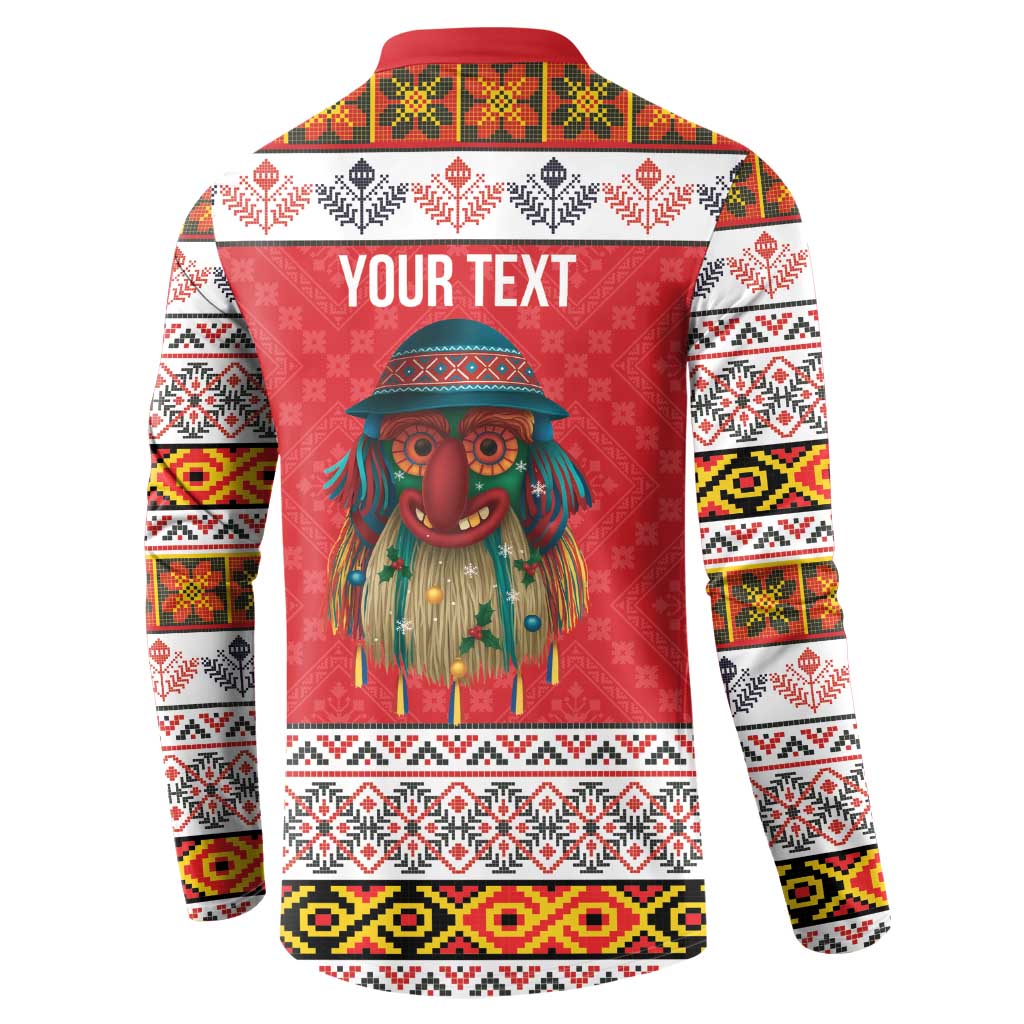 Personalized Romania Christmas Button Sweatshirt Romanian Folk Mask - Wonder Print Shop