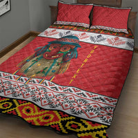 Personalized Romania Christmas Quilt Bed Set Romanian Folk Mask - Wonder Print Shop