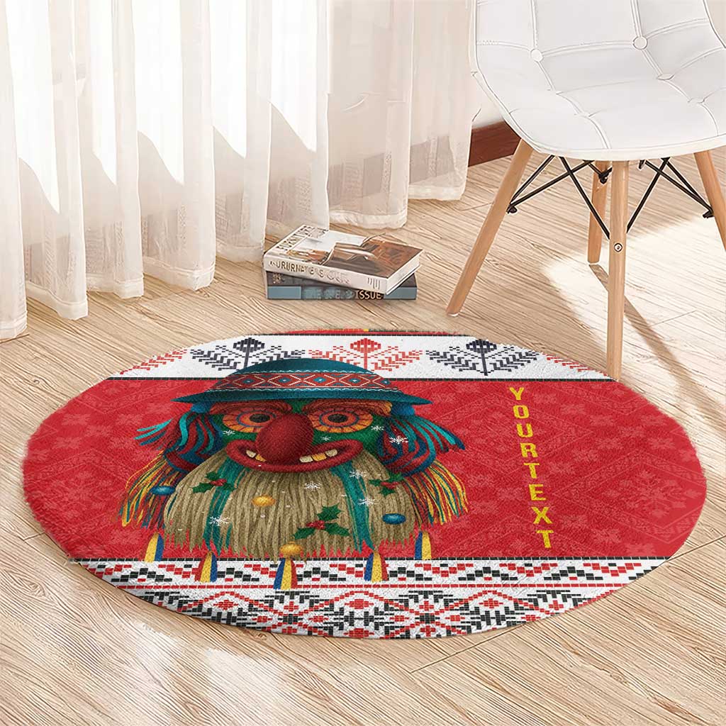 Personalized Romania Christmas Round Carpet Romanian Folk Mask - Wonder Print Shop
