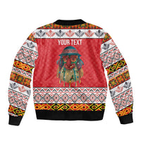 Personalized Romania Christmas Sleeve Zip Bomber Jacket Romanian Folk Mask - Wonder Print Shop