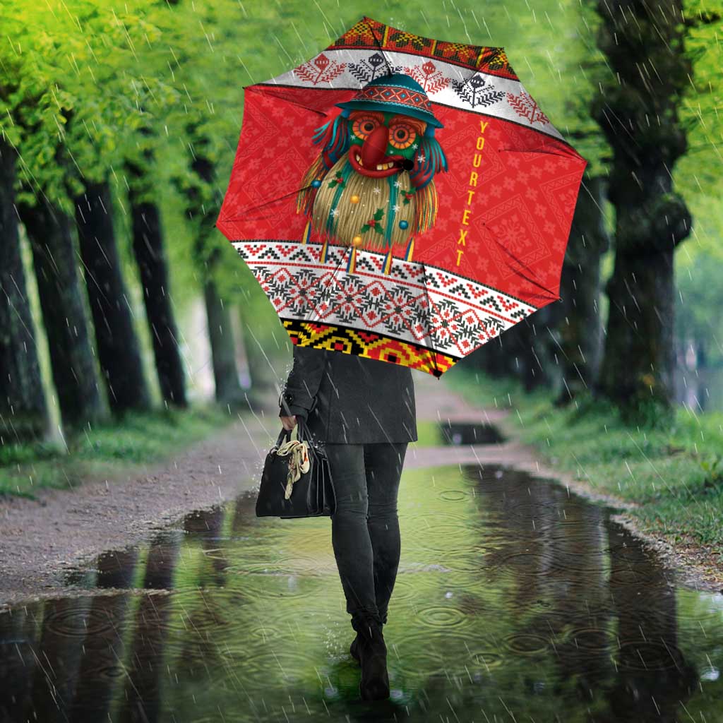 Personalized Romania Christmas Umbrella Romanian Folk Mask - Wonder Print Shop