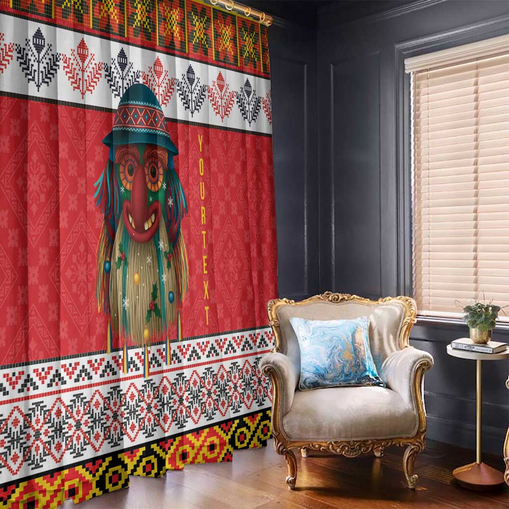 Personalized Romania Christmas Window Curtain Romanian Folk Mask - Wonder Print Shop