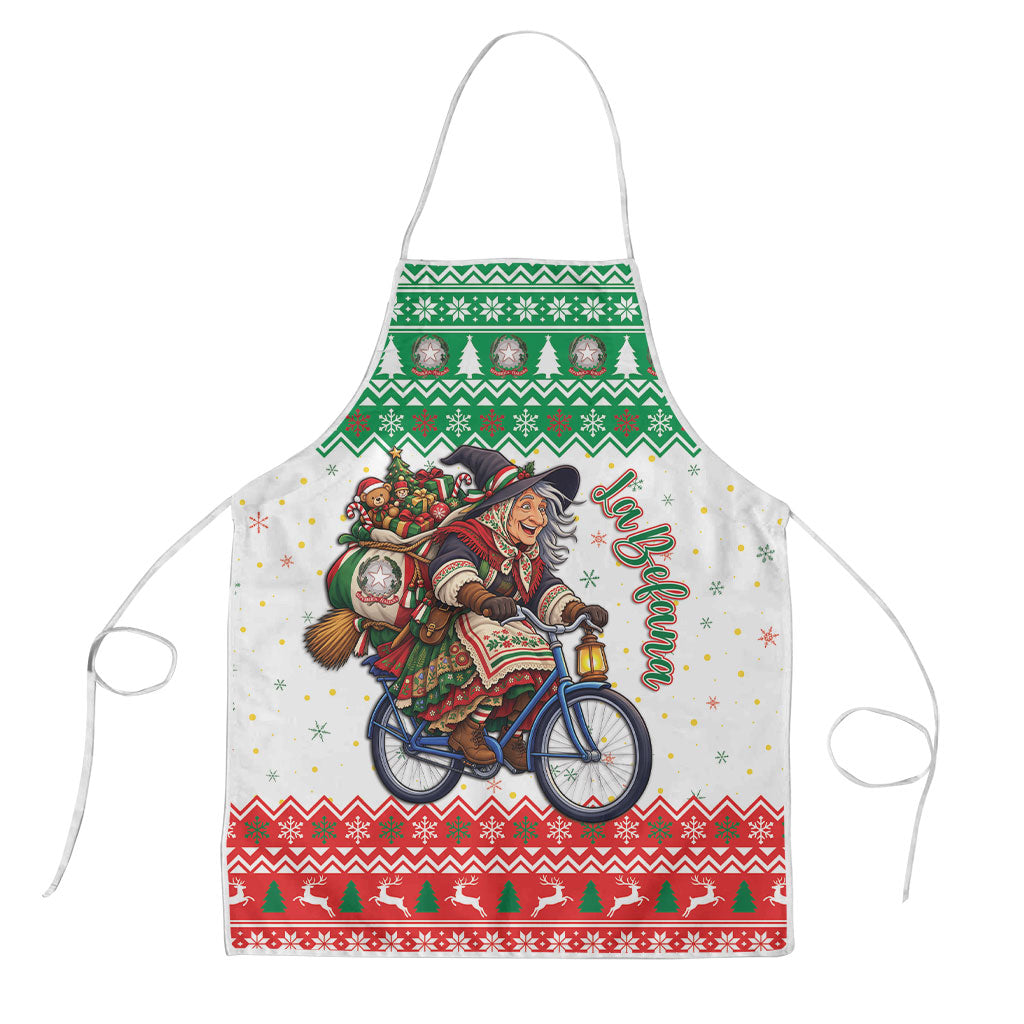 Italy Christmas Apron La Befana Riding Bicycle