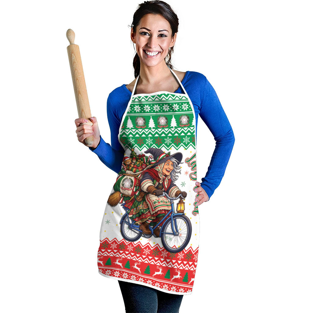 Italy Christmas Apron La Befana Riding Bicycle