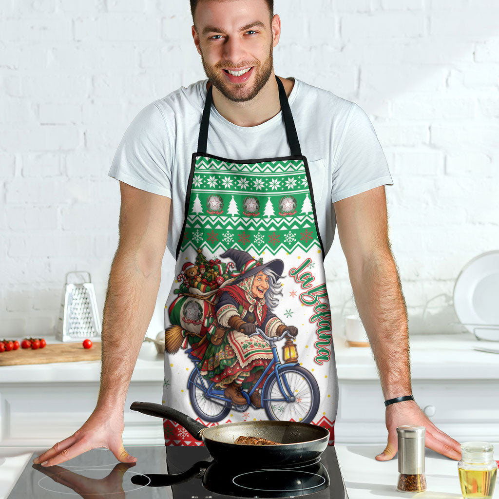 Italy Christmas Apron La Befana Riding Bicycle