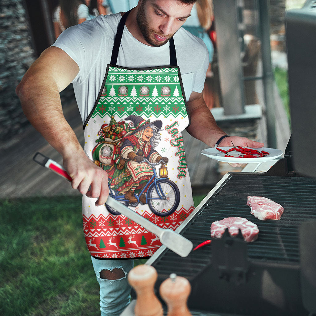 Italy Christmas Apron La Befana Riding Bicycle