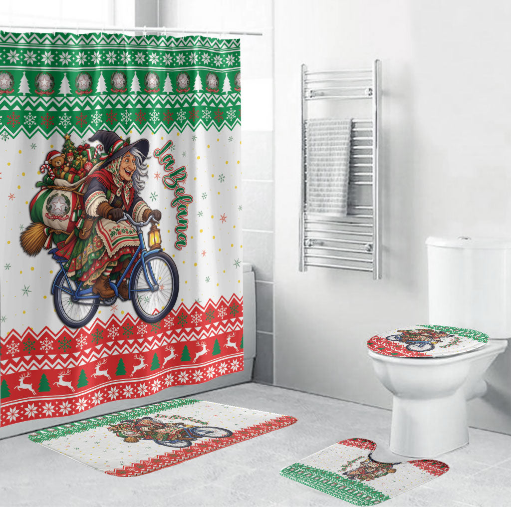 Italy Christmas Bathroom Set La Befana Riding Bicycle