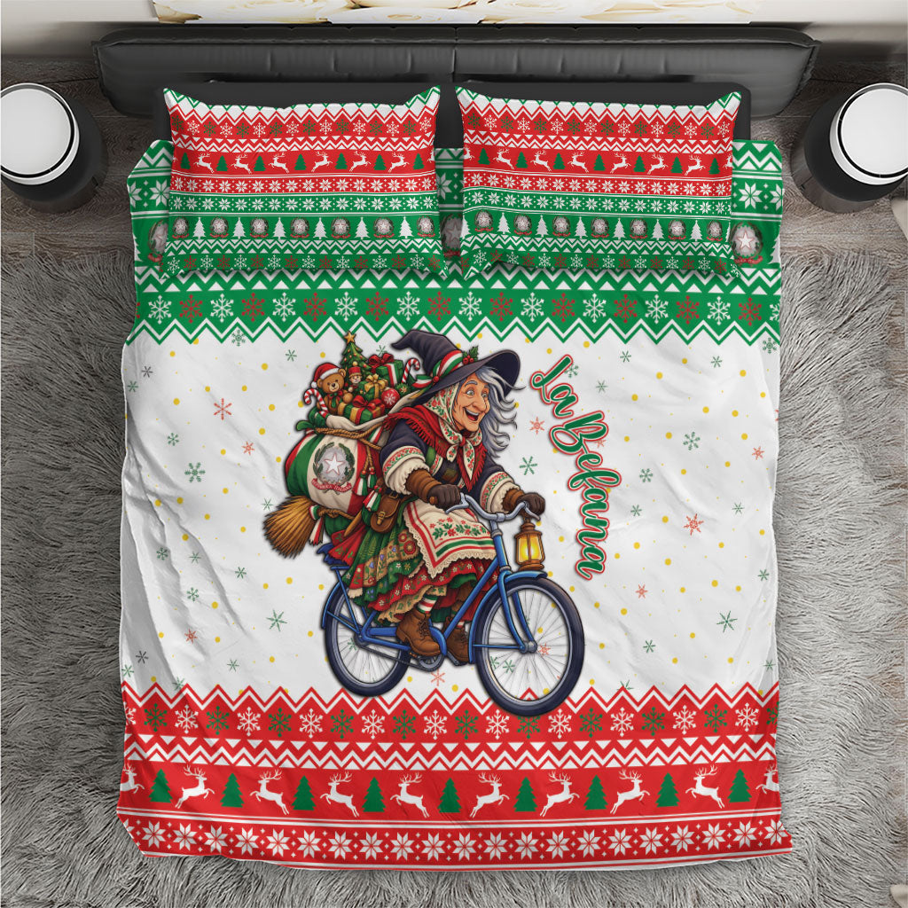 Italy Christmas Bedding Set La Befana Riding Bicycle
