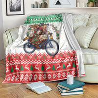 Italy Christmas Blanket La Befana Riding Bicycle