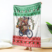 Italy Christmas Blanket La Befana Riding Bicycle