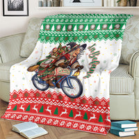 Italy Christmas Blanket La Befana Riding Bicycle