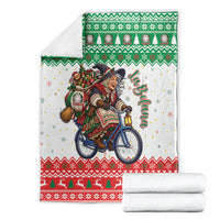 Italy Christmas Blanket La Befana Riding Bicycle