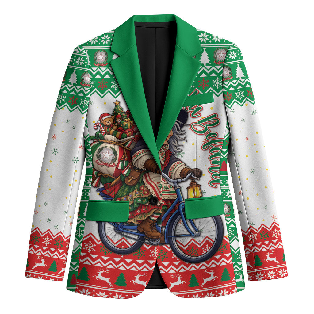 Italy Christmas Blazer La Befana Riding Bicycle