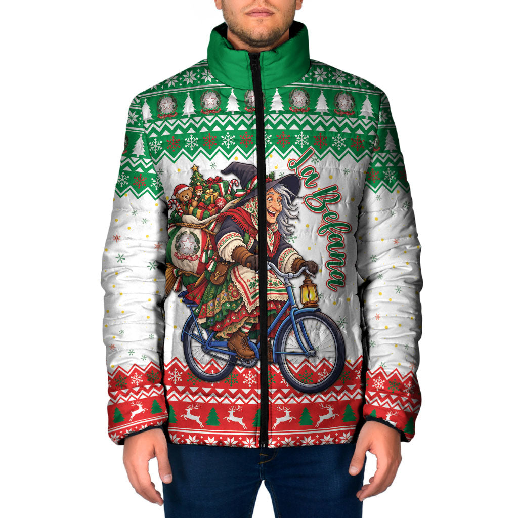 Italy Christmas Padded Jacket La Befana Riding Bicycle