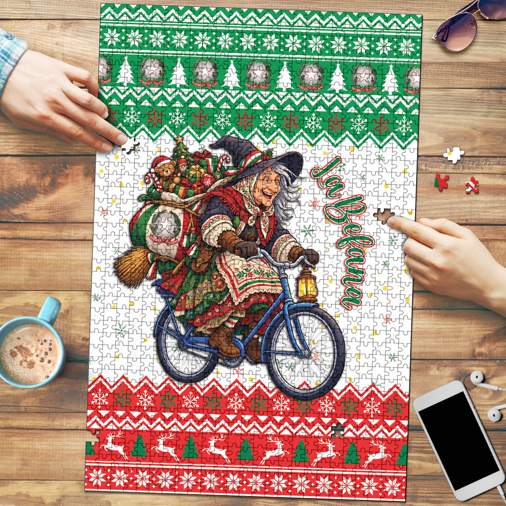 Italy Christmas Puzzle La Befana Riding Bicycle
