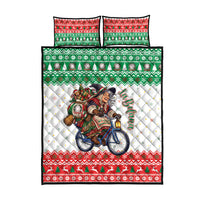 Italy Christmas Quilt Bed Set La Befana Riding Bicycle