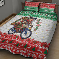 Italy Christmas Quilt Bed Set La Befana Riding Bicycle