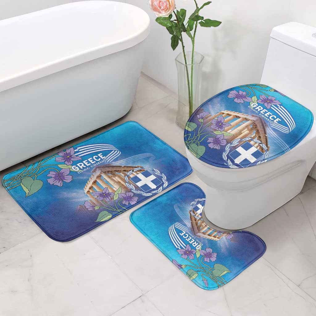 Greece Athens Bathroom Set Viola Odorata with Emblem Design - Wonder Print Shop
