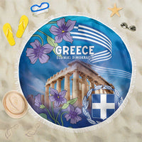 Greece Athens Beach Blanket Viola Odorata with Emblem Design - Wonder Print Shop
