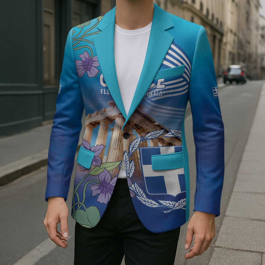 Greece Athens Blazer Viola Odorata with Emblem Design - Wonder Print Shop