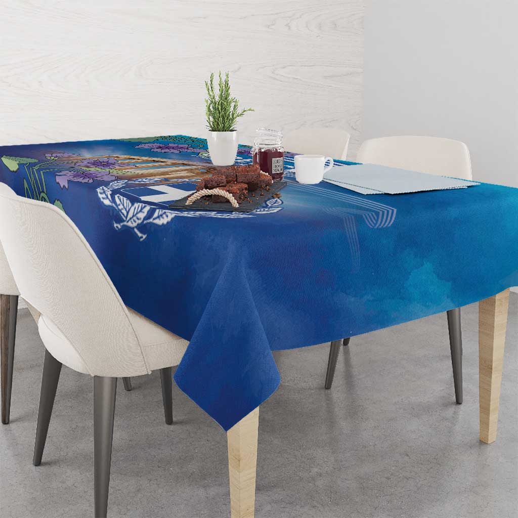 Greece Athens Tablecloth Viola Odorata with Emblem Design - Wonder Print Shop
