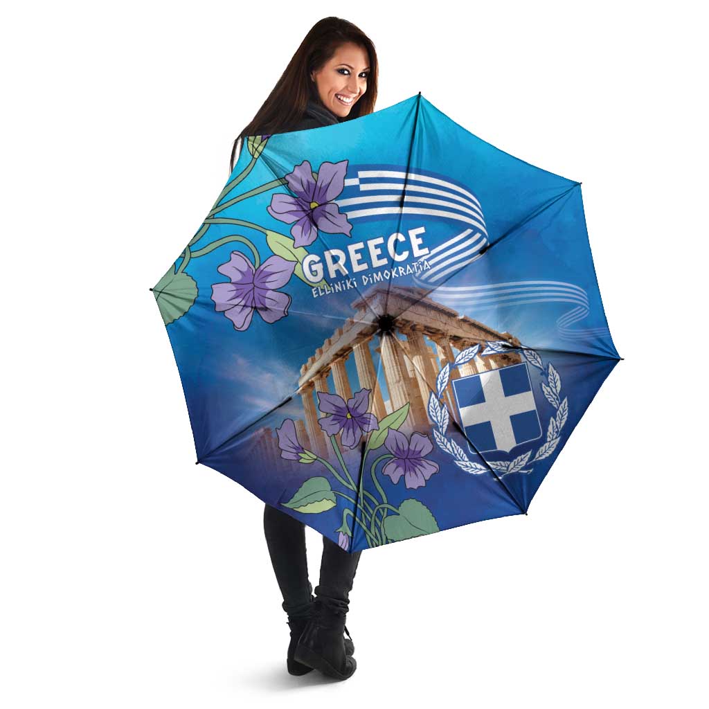 Greece Athens Umbrella Viola Odorata with Emblem Design - Wonder Print Shop