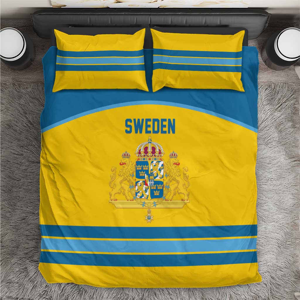 Sweden Ice Hockey Bedding Set Swedish Coat of Arms Design