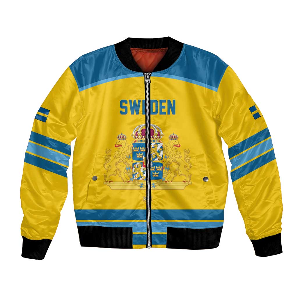 Sweden Ice Hockey Custom Bomber Jacket Swedish Coat of Arms Design