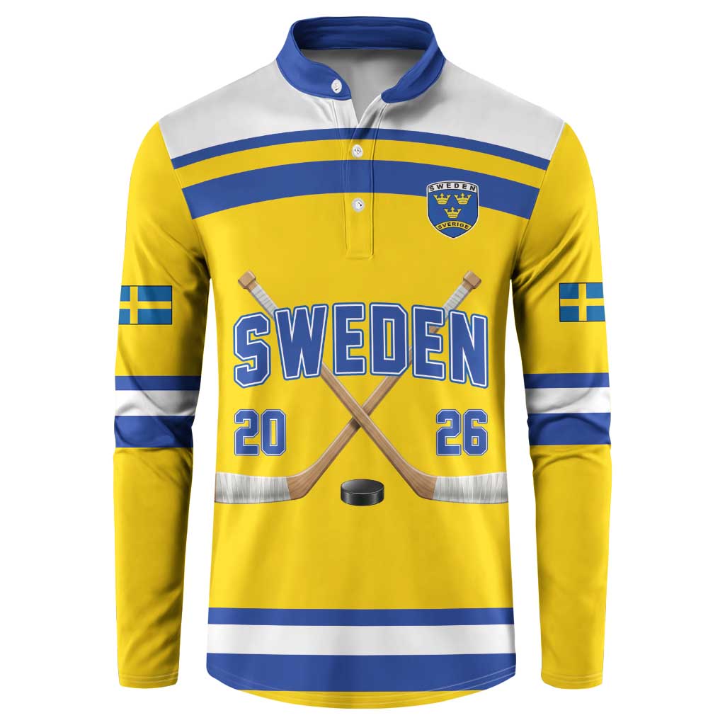 Sweden Ice Hockey Custom Button Sweatshirt Go Tre Kronor Champions