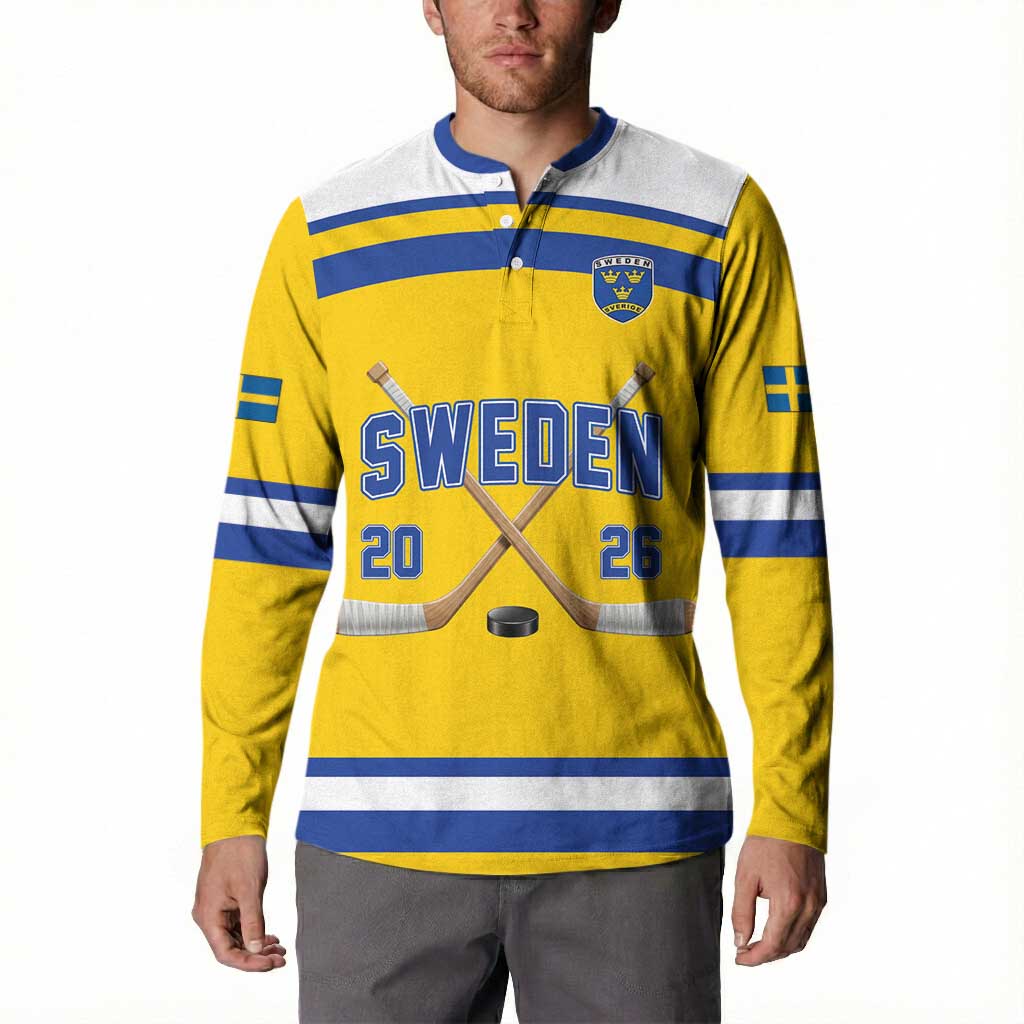 Sweden Ice Hockey Custom Button Sweatshirt Go Tre Kronor Champions