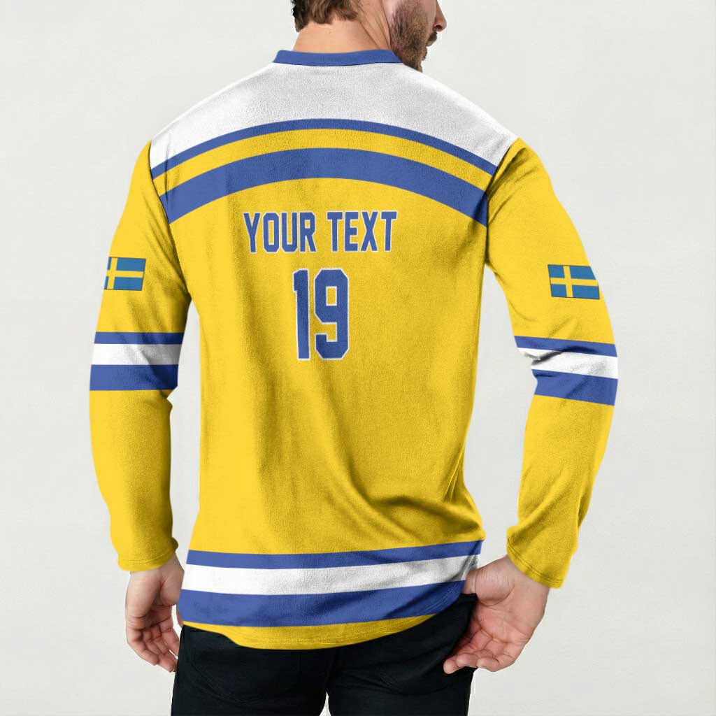 Sweden Ice Hockey Custom Button Sweatshirt Go Tre Kronor Champions