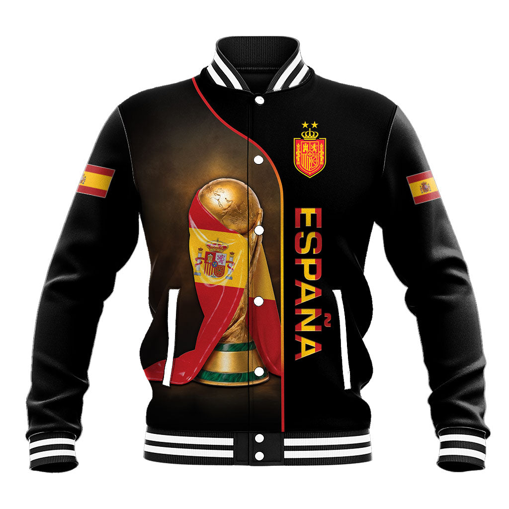 Personalized Spain Football 2026 Baseball Jacket Trophy Flag Pride Art