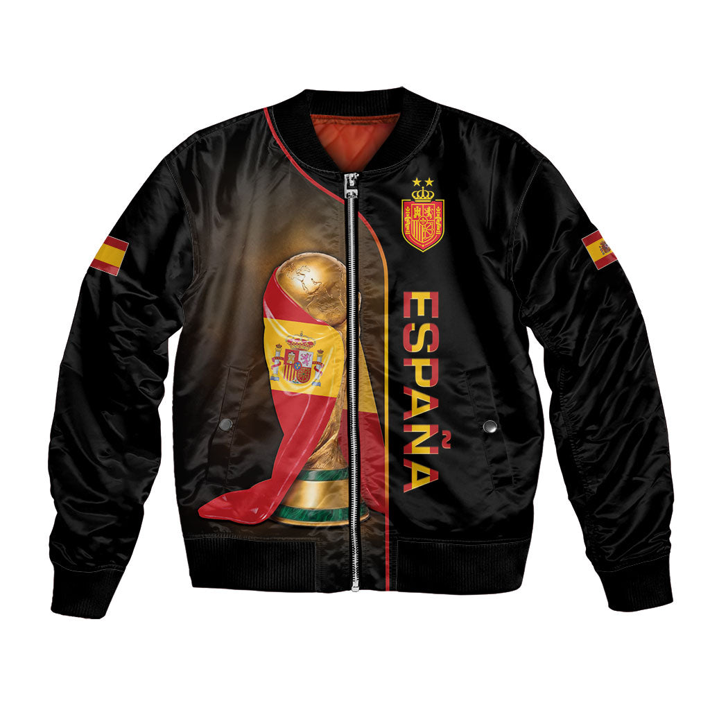 Personalized Spain Football 2026 Bomber Jacket Trophy Flag Pride Art