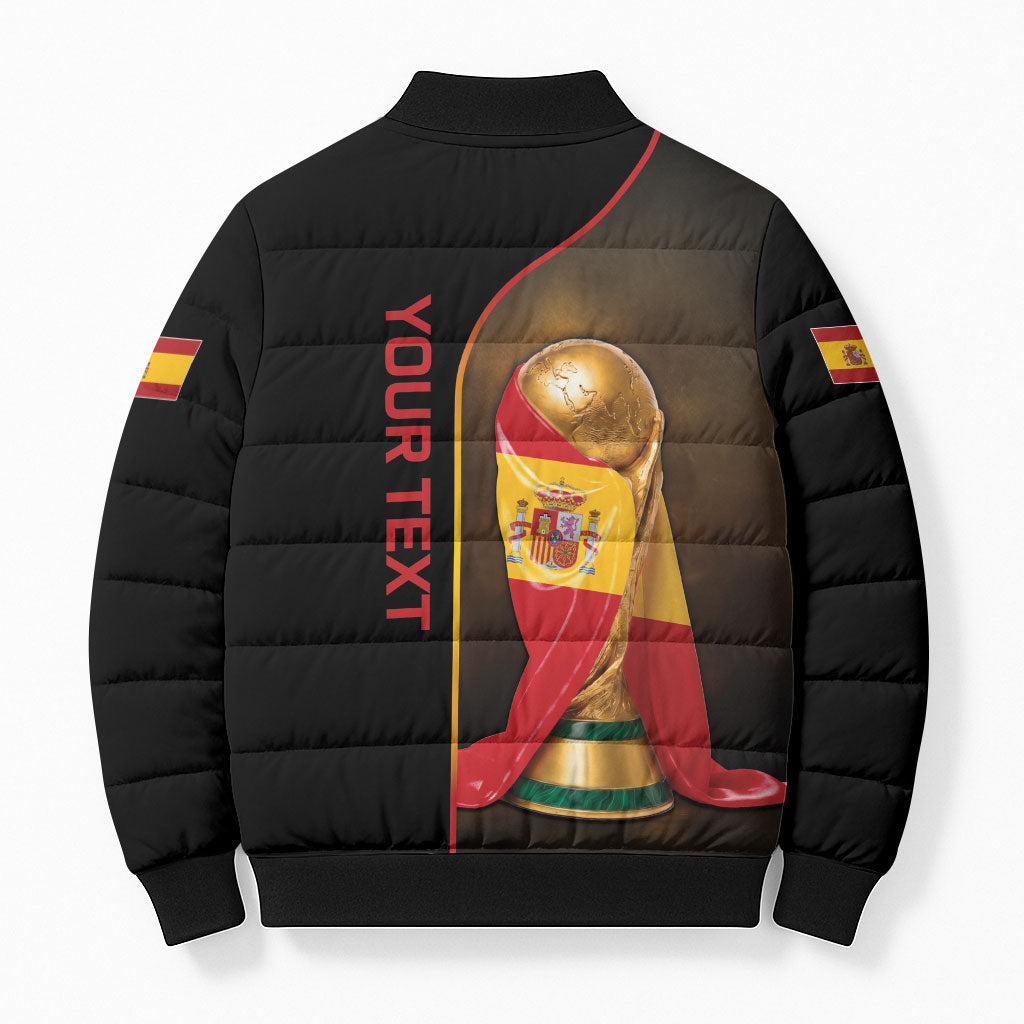 Personalized Spain Football 2026 Bomber Puffer Jacket Trophy Flag Pride Art