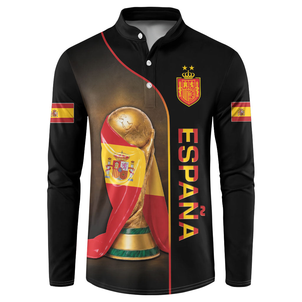 Personalized Spain Football 2026 Button Sweatshirt Trophy Flag Pride Art