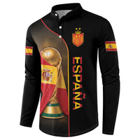 Personalized Spain Football 2026 Button Sweatshirt Trophy Flag Pride Art