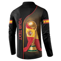 Personalized Spain Football 2026 Button Sweatshirt Trophy Flag Pride Art