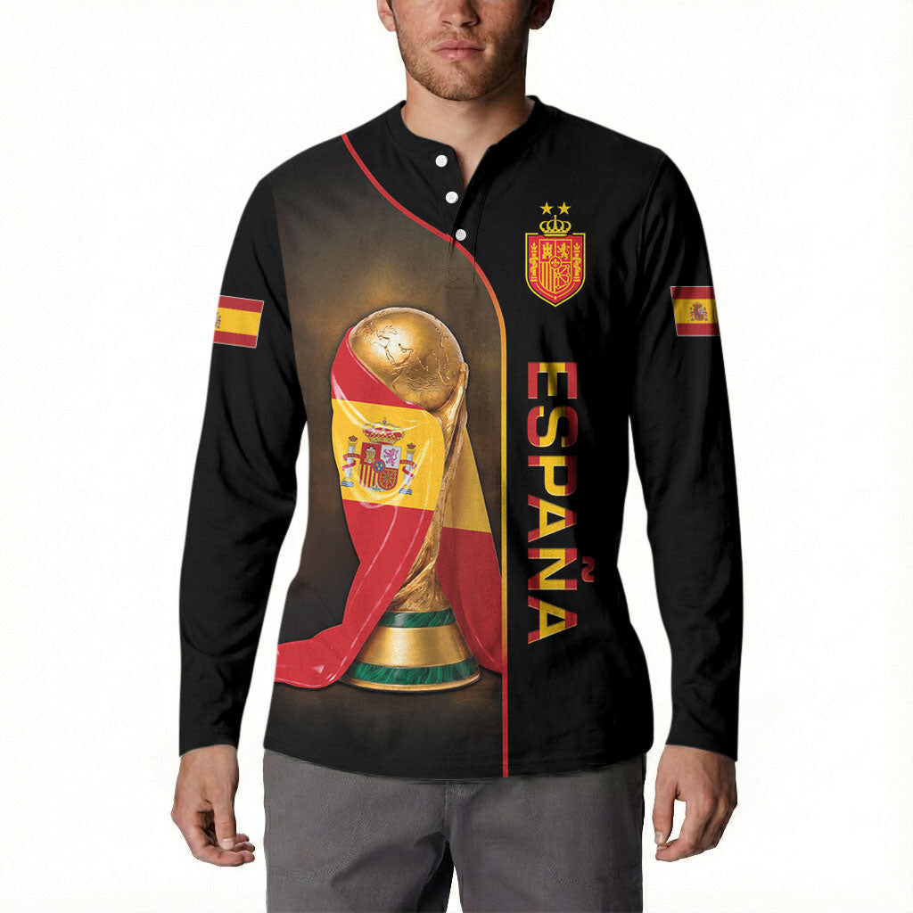 Personalized Spain Football 2026 Button Sweatshirt Trophy Flag Pride Art