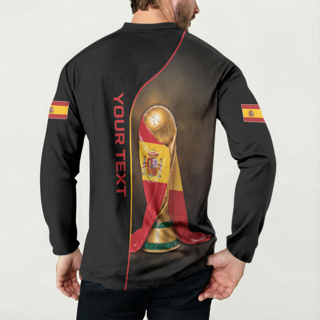 Personalized Spain Football 2026 Button Sweatshirt Trophy Flag Pride Art
