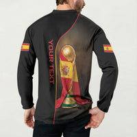 Personalized Spain Football 2026 Button Sweatshirt Trophy Flag Pride Art